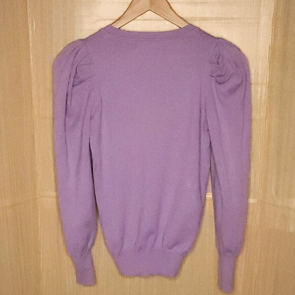 Vine & Love Light Purple V Neck Shoulder Detail Sweater Small - Picture 2 of 7